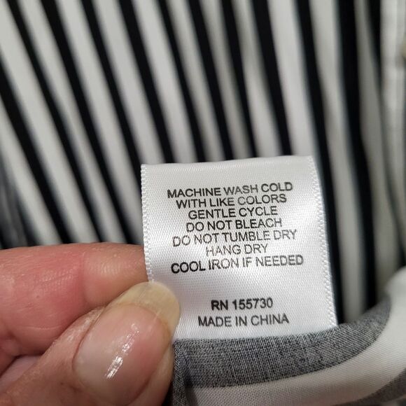 Black and White Striped Button Down Shirt - Picture 6 of 7